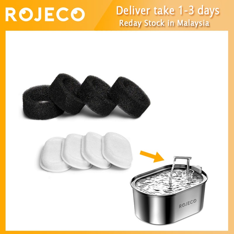 Rojeco 3.2L Cat Drinking Fountain Filters 304 Stainless Steel Pet