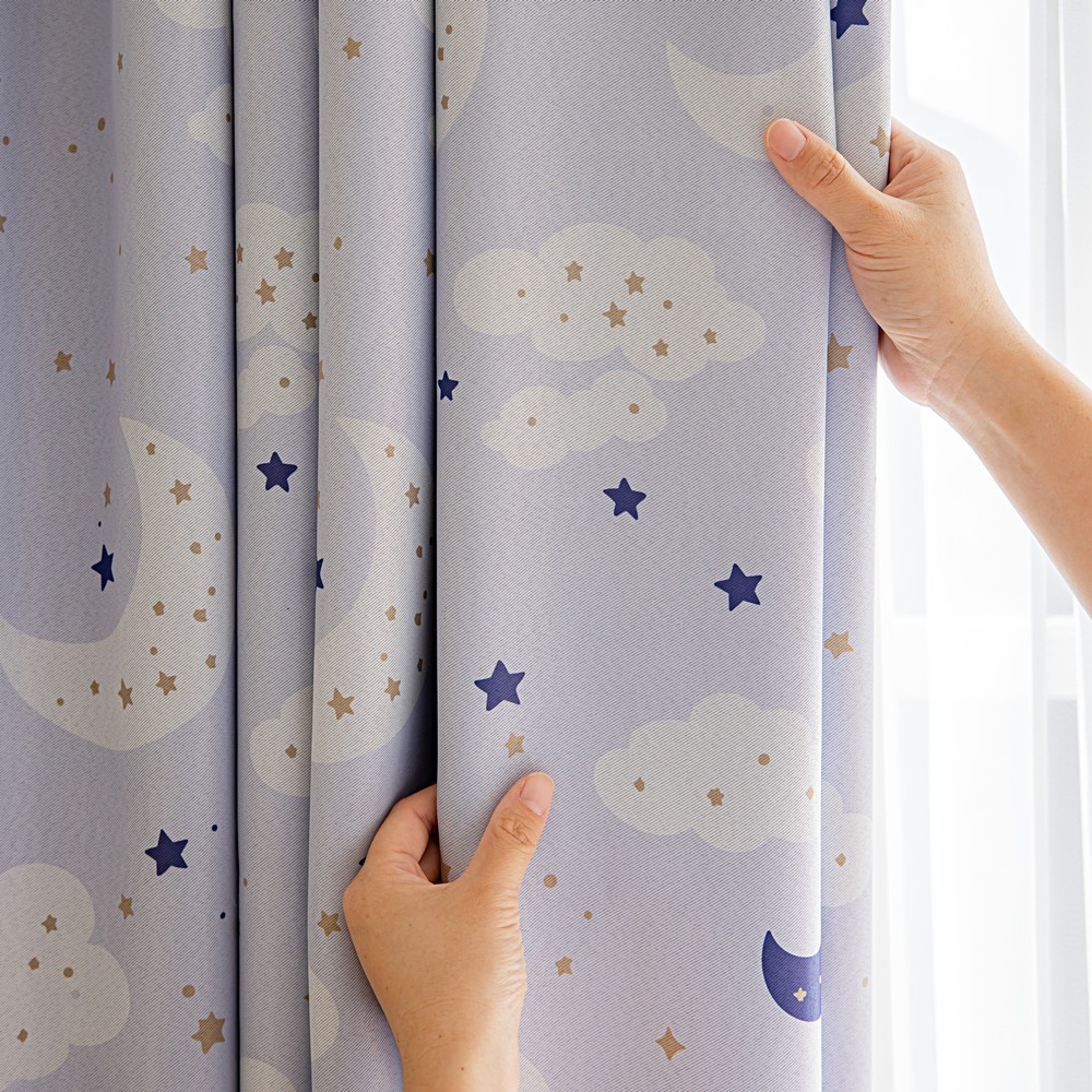 AnneyOneDecor Light Purple Star Blackout Curtains for Kids Nursery ...