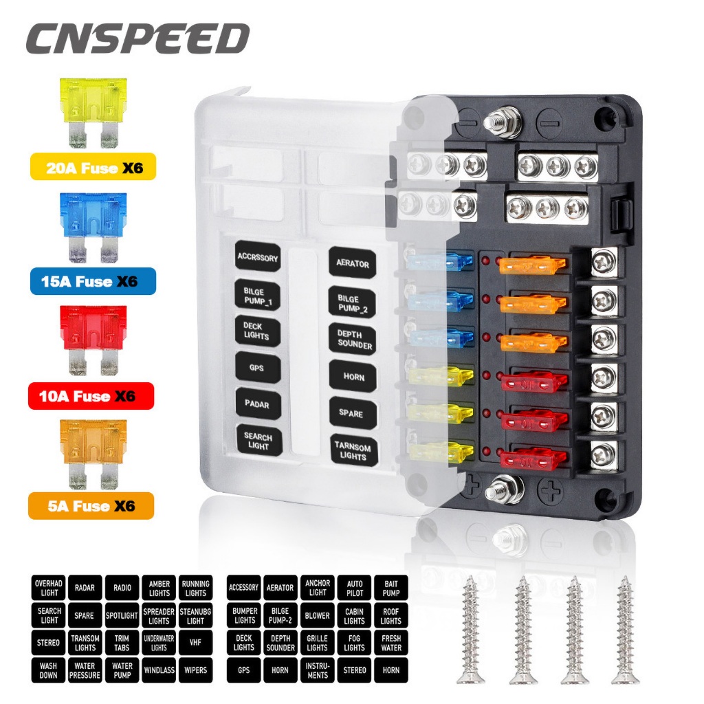 6 /12 Ways12V-32v Blade Fuse Box Holder Modified 100A Fuse Box Terminal ...