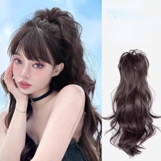 Y2K 40cm girls Simulation Long Fluffy Wavy High Ponytail Clip on