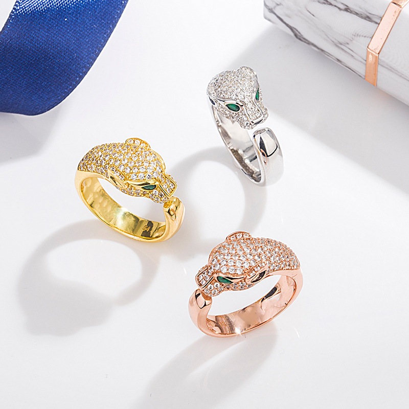Fashion European American Popular Unique Leopard Head Ring Opening ...