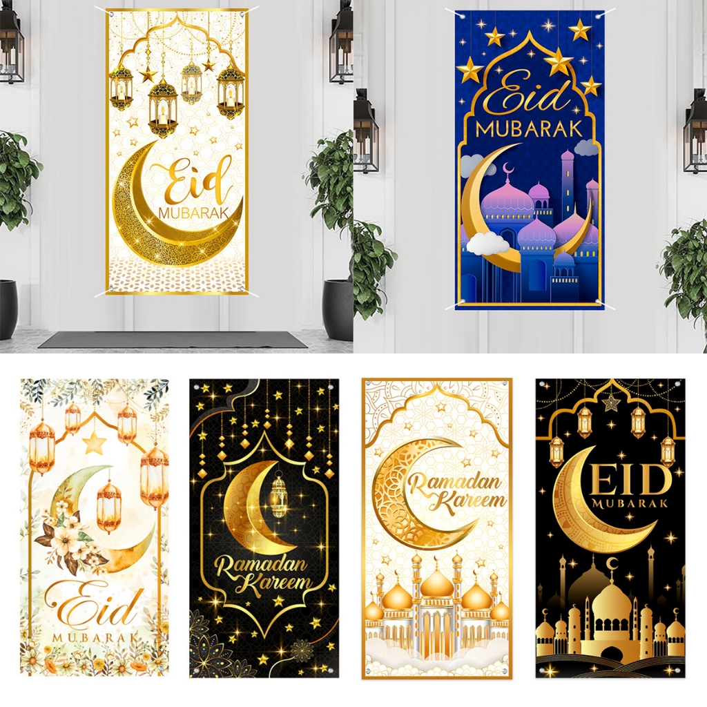 0.6*1.2M Raya Decoration Hari Raya Hanging Flag Muticolor Eid Mubarak ...