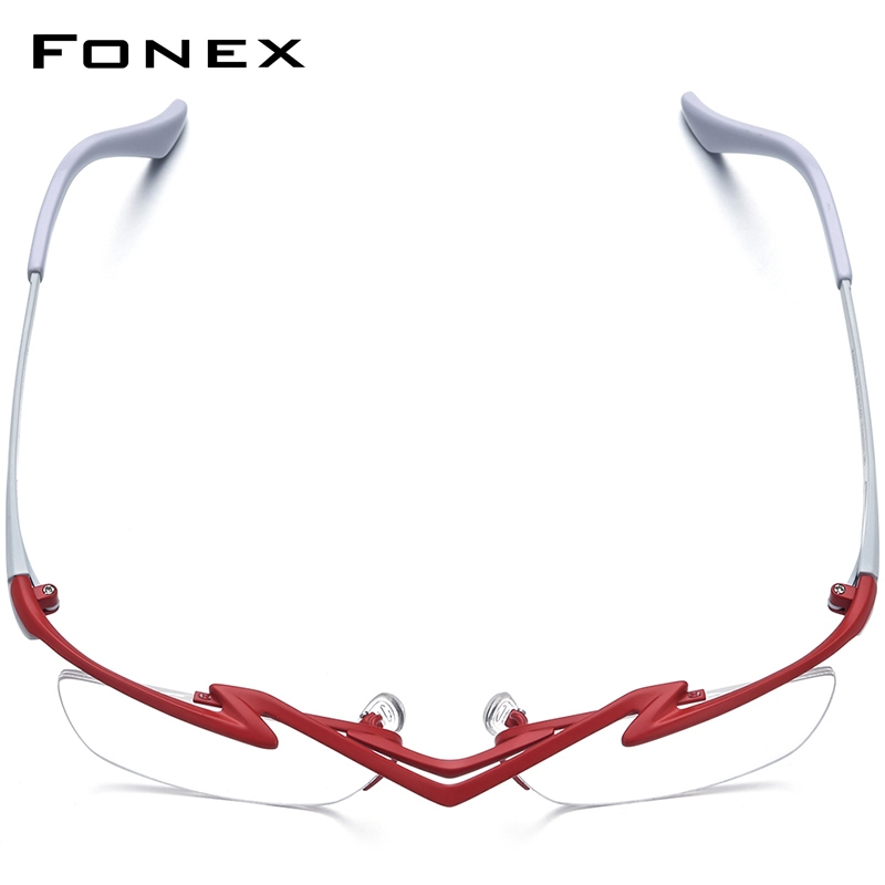 Fonex Titanium Glasses Frame Women 2024 New Men Semi Rimless Square