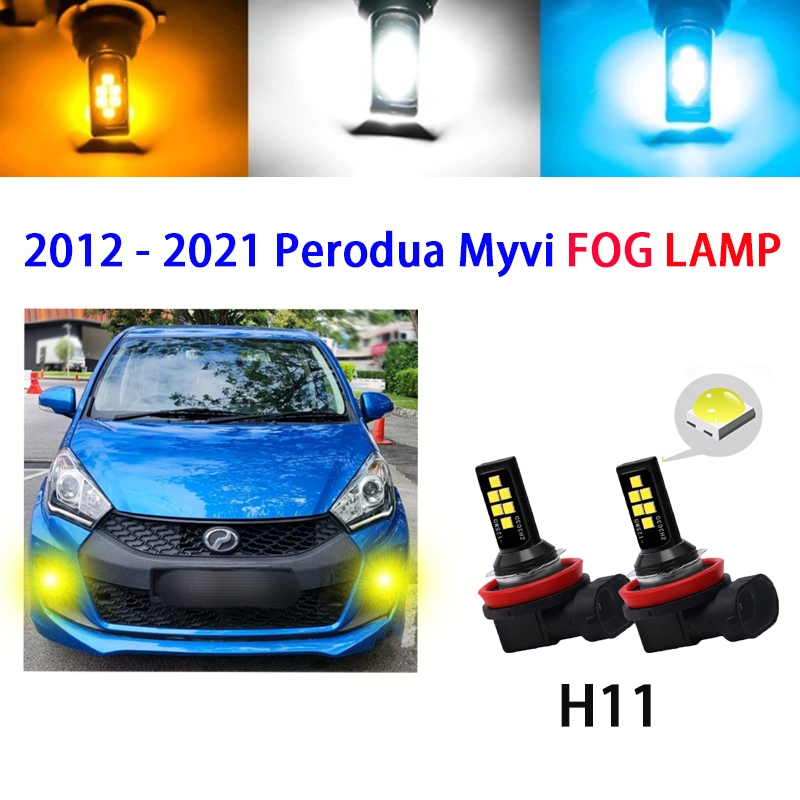 PERODUA MYVI 2012 2021 FOG LAMP LED BULB Ice blue White Yellow Lampu
