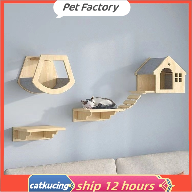 Cat Wall-mounted Wooden Cat Wall Hanging Shelf Cat Wall Cat Climbing ...