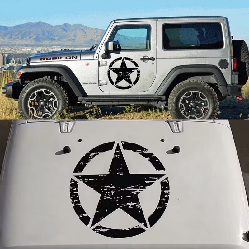 Car Stickers Five Pointed Star Battle Damage Reflective Decoration For ...