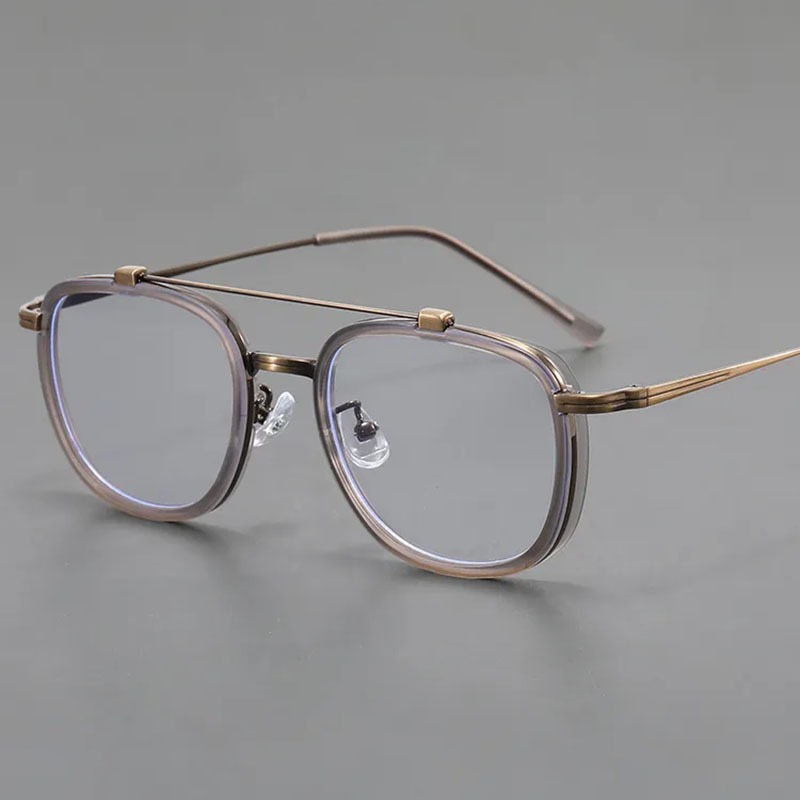 New Fashion Metal Double Beam Pilot Eyeglasses Frame Men Women Vintage ...