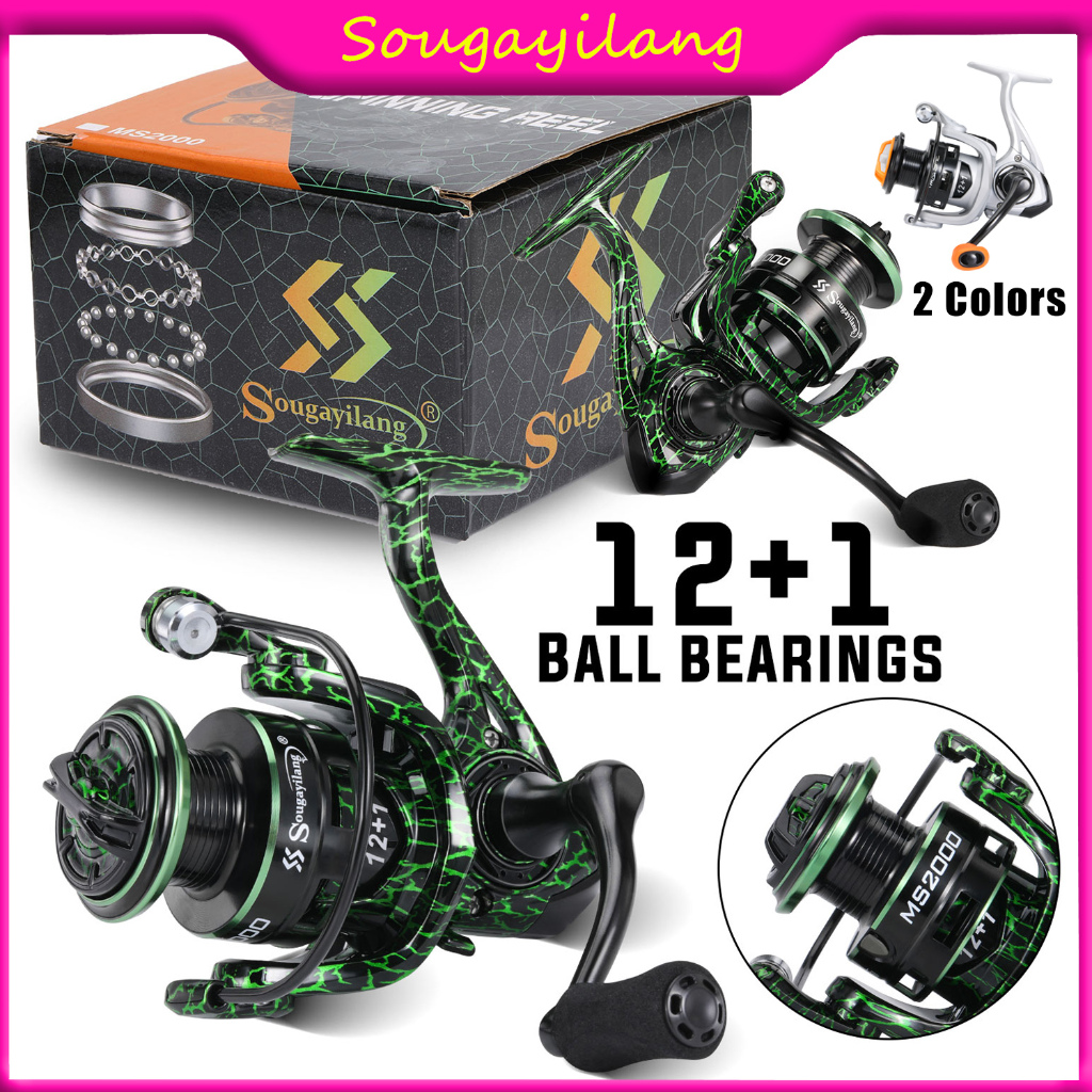 Sougayilang 12+1 Metal Spool 2000 Series Fishing Reel 5.2:1 Gear
