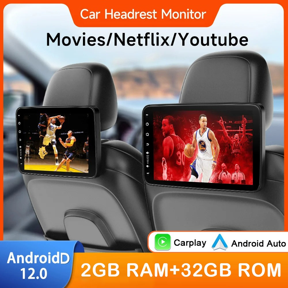 Headrest Monitor Display Android Tablet Touch Screen For Car Rear Seat ...