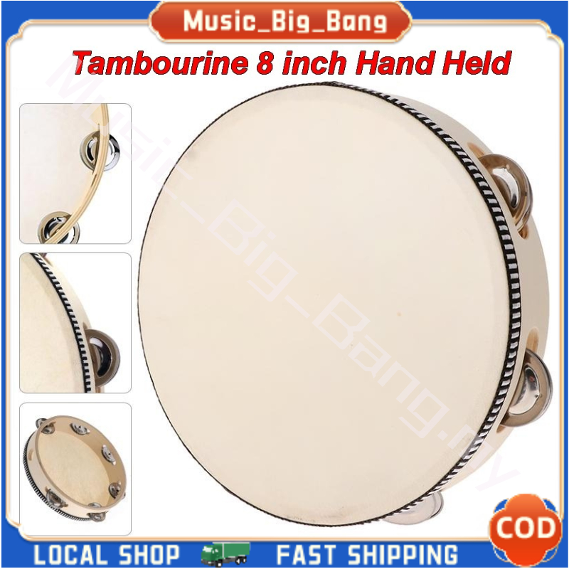 [LOCAL MUSIC] Tambourine for Kids & Children 8 Inch Hand Held Drum Bell ...