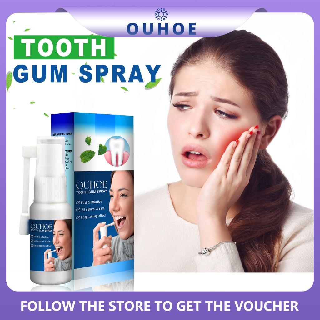 OUHOE Tooth Gum Spray 30ml Toothache Spray Oral Pain Relief Spray