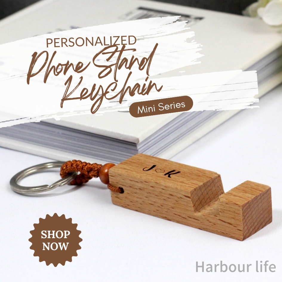 Engraved Customized Wooden Phone Stand Keychain Phone Holder Engraved ...
