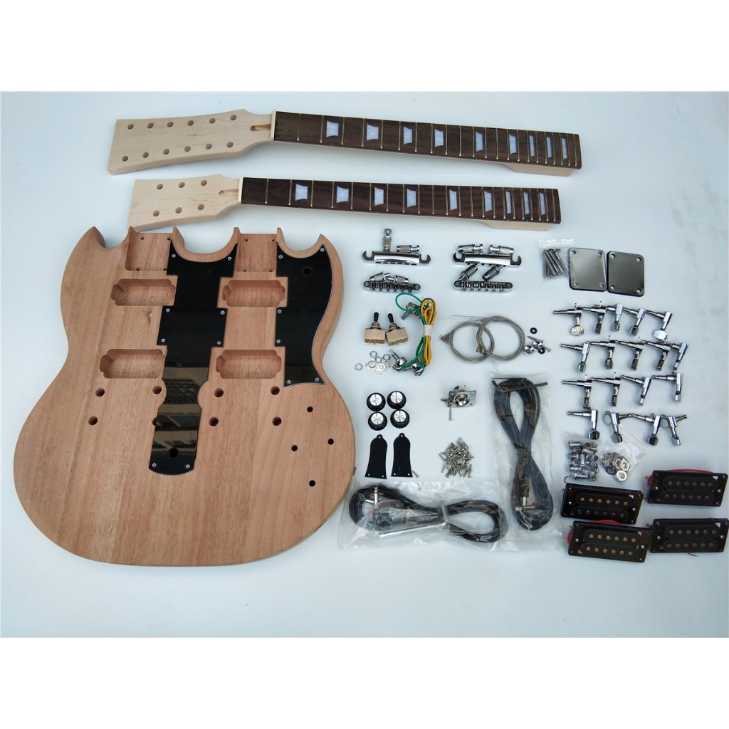 Semi Finished Double Necks Electric Guitar,12 Strings+6 Strings Guitar Mahogany Body&Rosewood