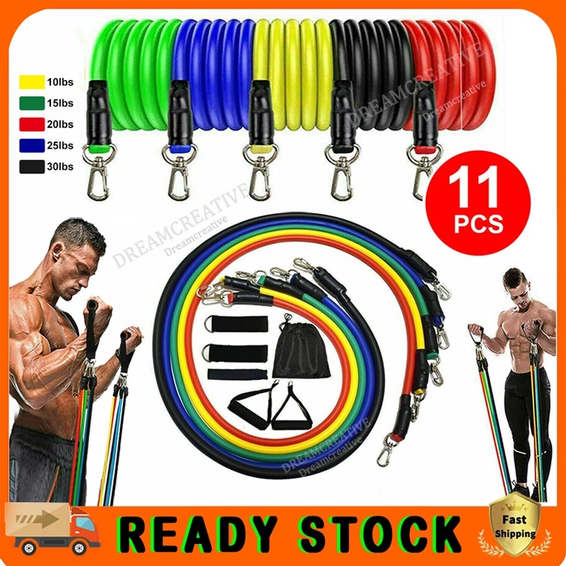 11pcs Set Resistance Band Body Fitness Rope Equipment Pull Rope Natural Rubber Latex Fitness 8520