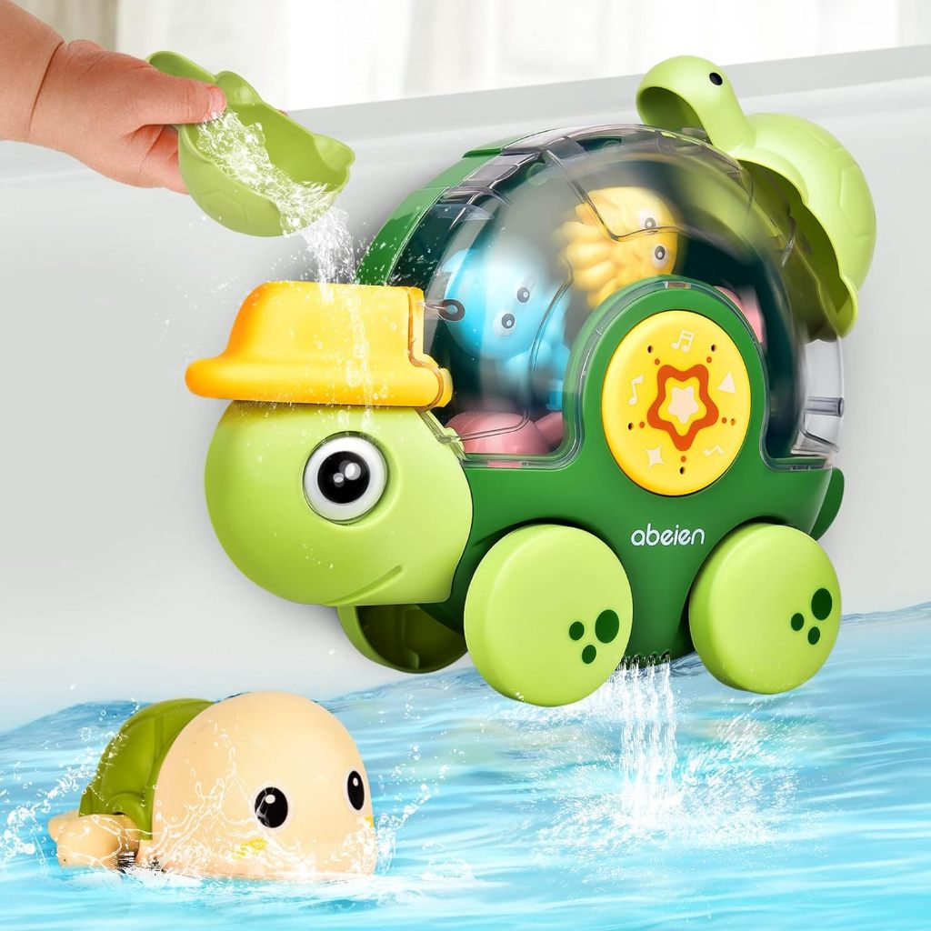 Turtle Baby Bath Toys with Wind-Up Swimming Turtle Sliding Bathtub Toys ...