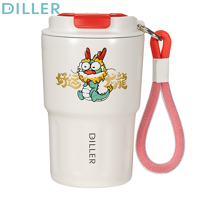 Diller Tumbler Thermos Mug With Lifting Rope 304 Stainless Steel Vacuum ...