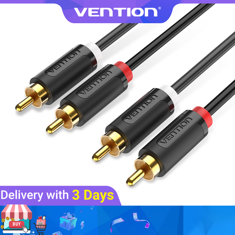 Vention RCA Cable 2RCA to 2RCA Stereo Gold-Plated RCA Audio Cable for ...