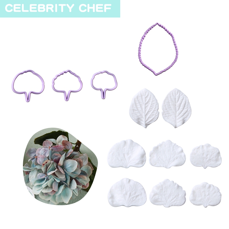 CELEBRITY CHEF Hydrangea Flower Fondant Flower Mold Petal Silicone Mold ...