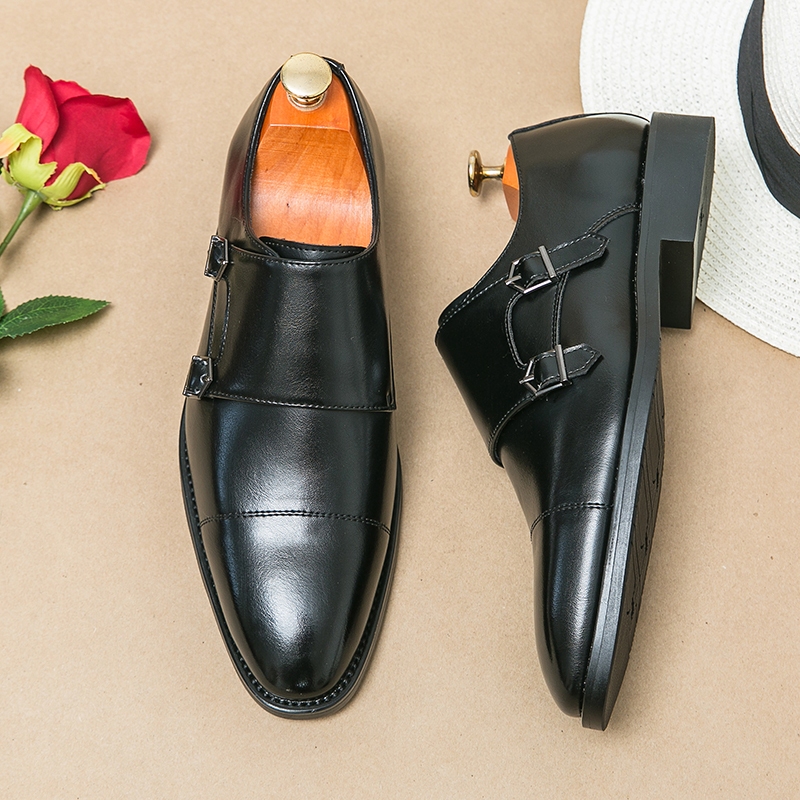 Great Buckle Strap Men Formal Shoes - Suede Slip On Flats Luxury Party Shoes (MSF3)(MSC1)