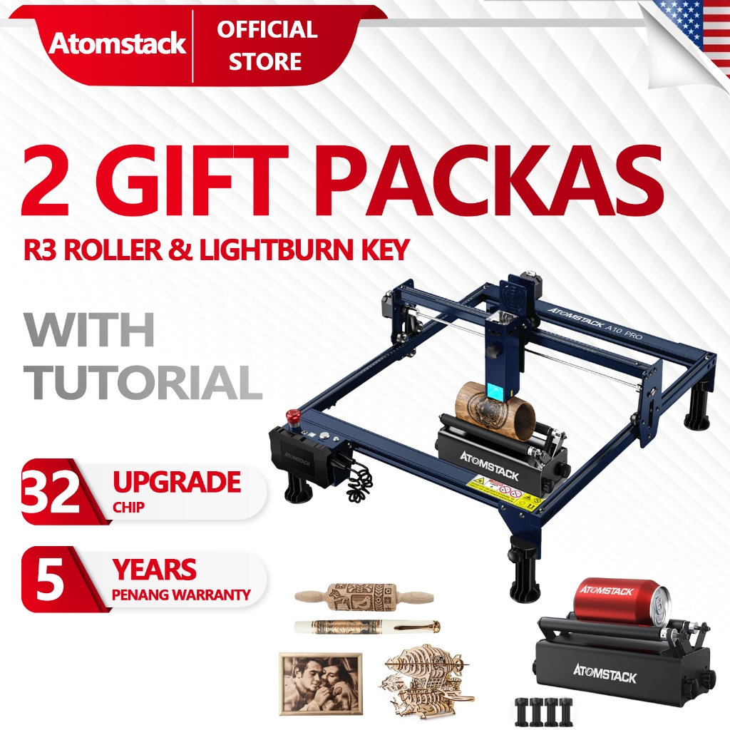 ATOMSTACK A10 Pro Laser Engraving Machine with R3 Roller LightBurn Key ...