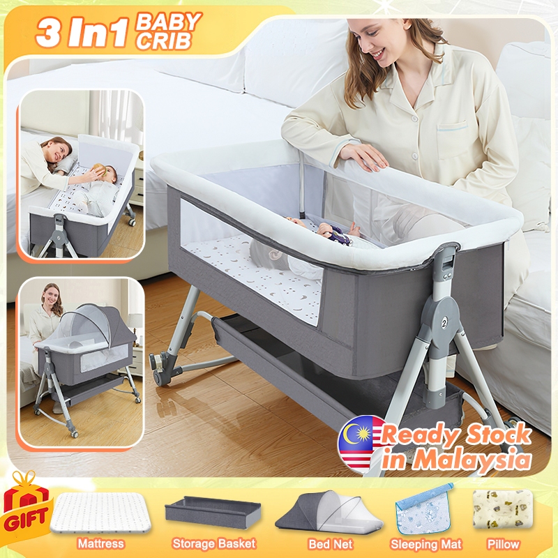 【1 Year Warranty】Baby crib splicing big bed cradle bed multifunctional