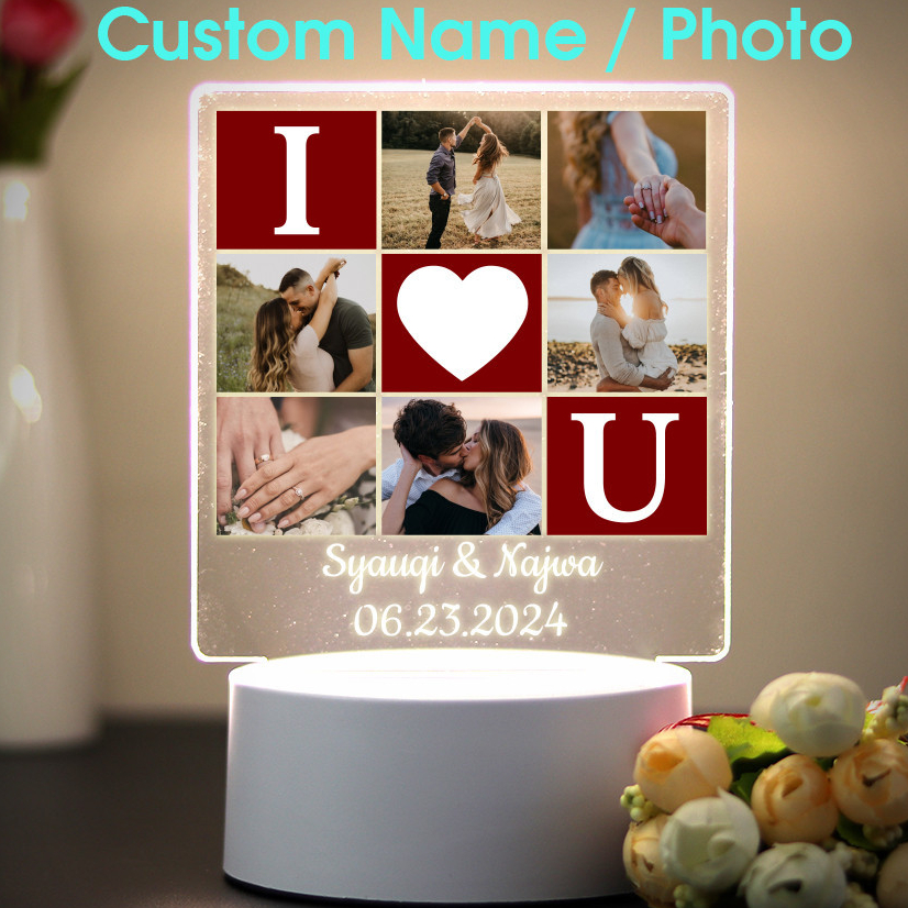 3D LED Night Lights Gift For Girlfriend Custom Photo Name For Wedding ...