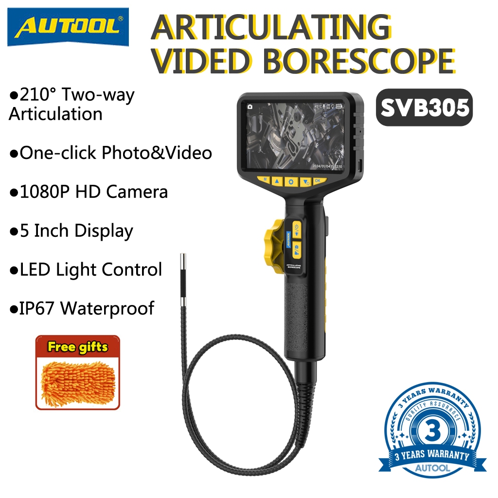 AUTOOL SVB305 1080 HD Automotive Industrial Endoscope with Light Autofocus Endoscope Inspection