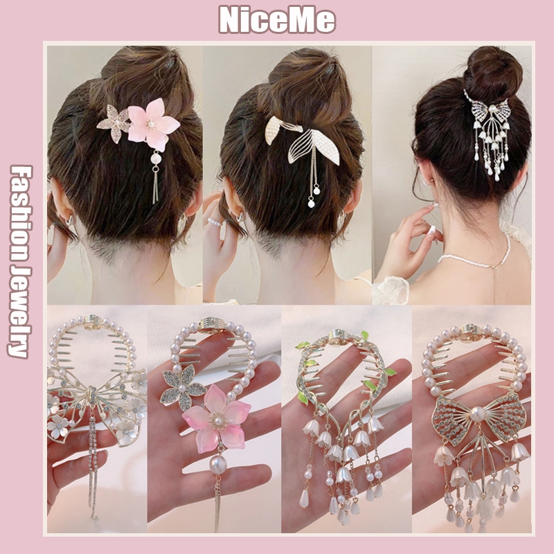 Korean Fashion Tassel Hairpin High-end Hairpin Sweet High Ponytail Hair ...