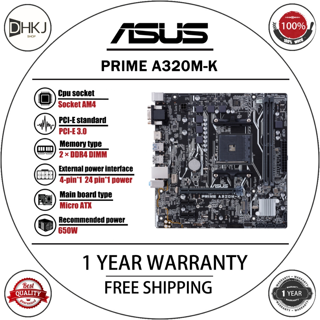 USED ASUS PRIME A320M K Motherboard A320M AMD A320 DDR4 3200MHz 32Gb/s ...