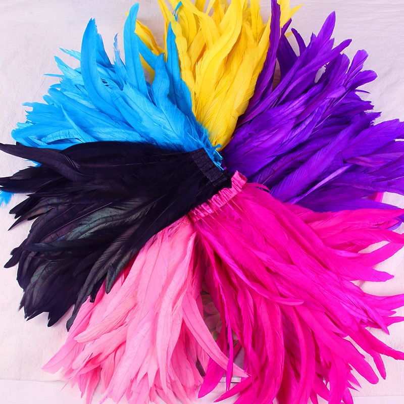 2-Meter Natural Turkey Feather Trim, 4-6 inch Wide Sky Blue Feather Fringe for Costume Accessories, Wedding Decor, Party Supplies and DIY Crafts