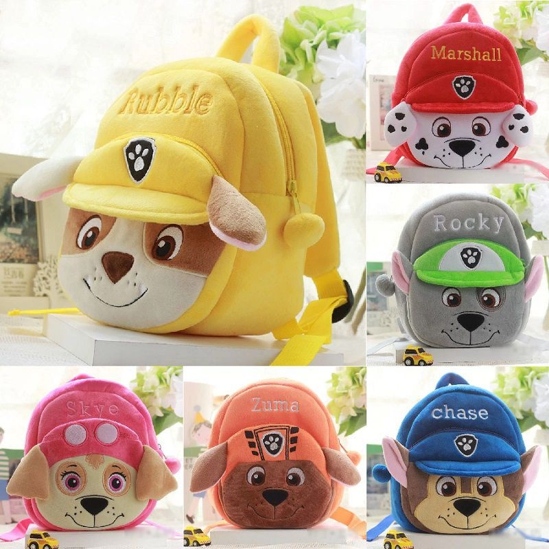 Cute Paw Patrol Plush Backpack Chase Marshall Rocky Zuma Skye Rubble 