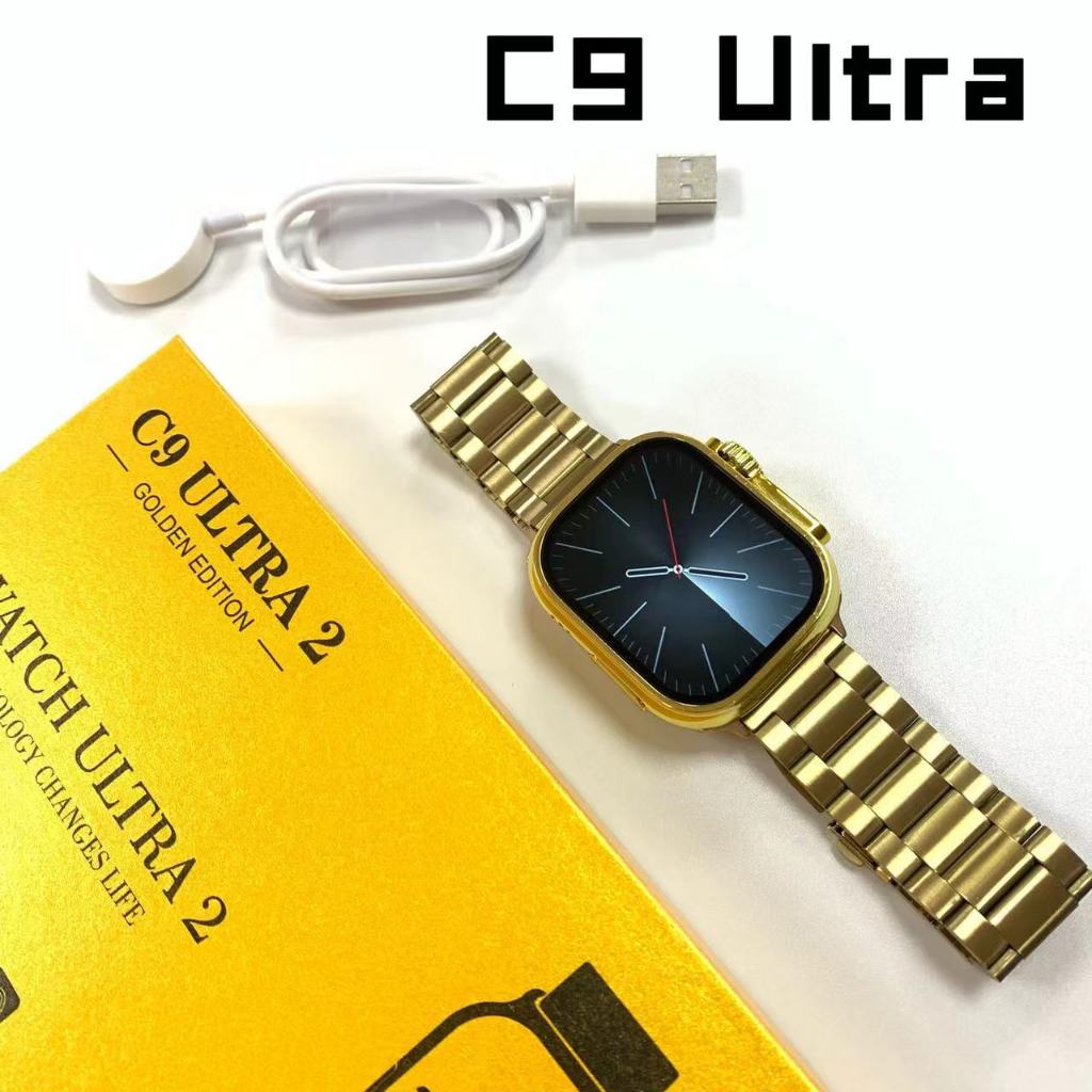 C9 Ultra Max Gold Edition 2.1 inch Smartwatch with Hryfine App – Bold Style, Ultimate Performance