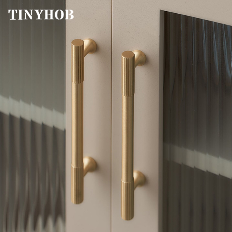 Modern Style/Vertical lines Solid Brass Drawer Knobs T bar Handle ...
