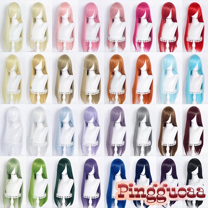 80cm Long Universal Cosplay Wig Bangs Straight Multicolor Modeling ...