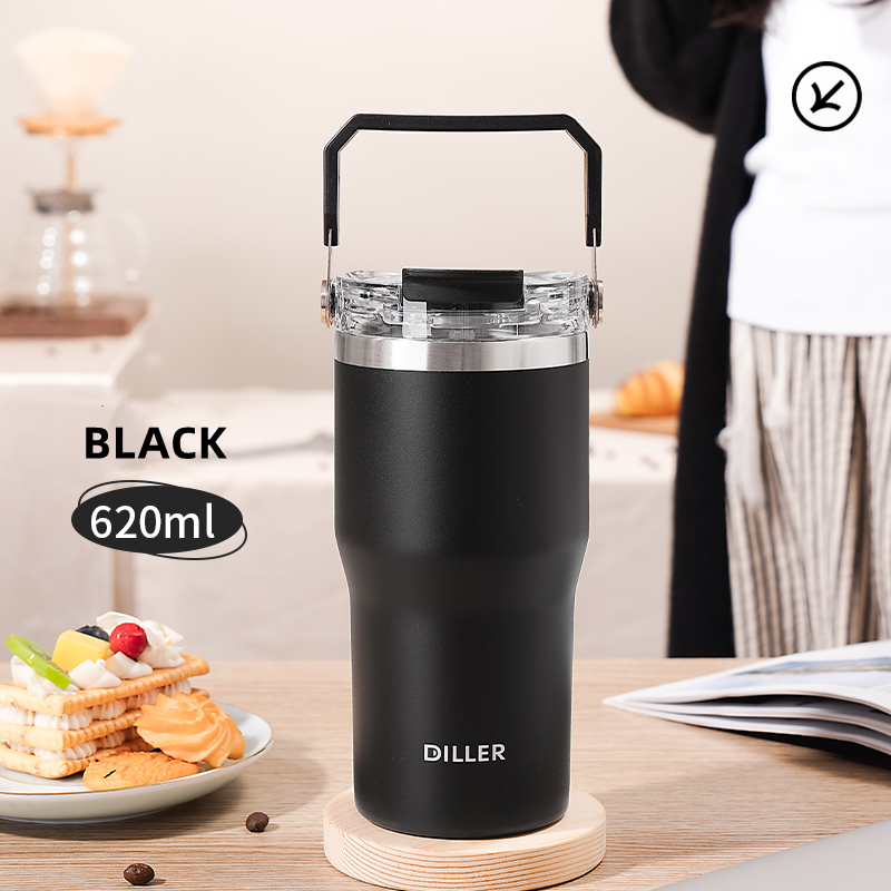 Diller Tumbler Thermos Mug With Handle And Straw SUS304 Stainless Steel ...