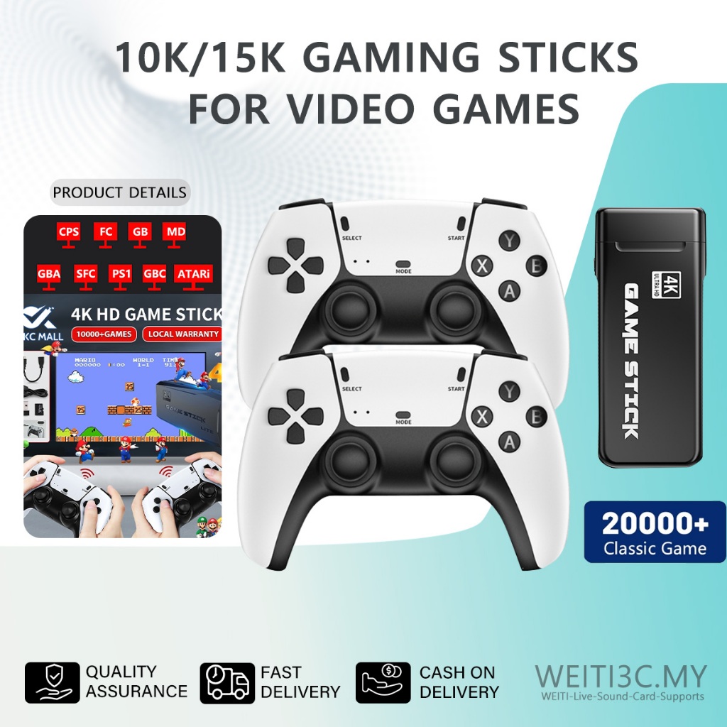 24h ship] Video game 10K/15K game stick 4K TV game console with USB  wireless controller CPS PS1 classic games | Shopee Malaysia