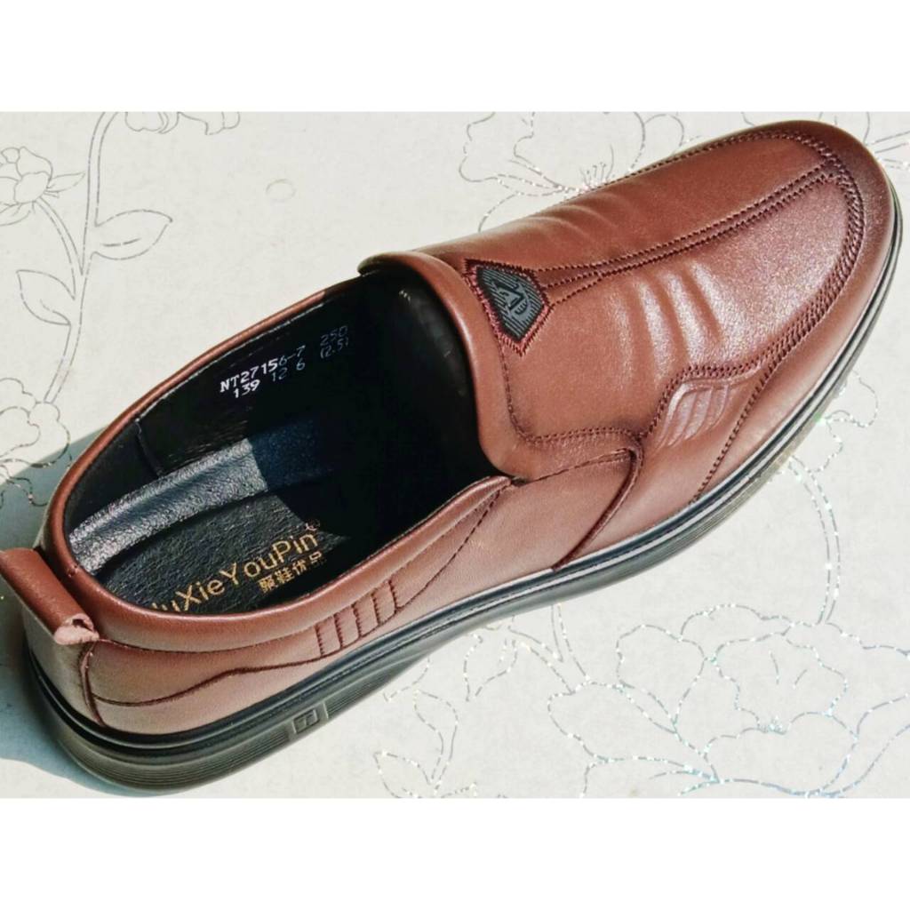 Ready Stock Men's Genuine Leather Toe Layer Cowhide Business Genuine ...