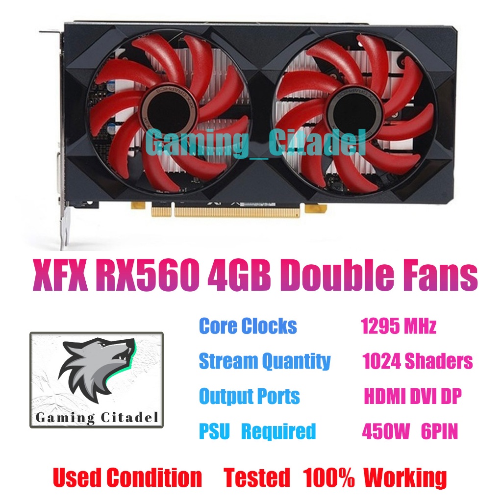 XFX AMD Radeon RX560 4GB 896SP GDDR5 PCI E Graphics Video Card DP