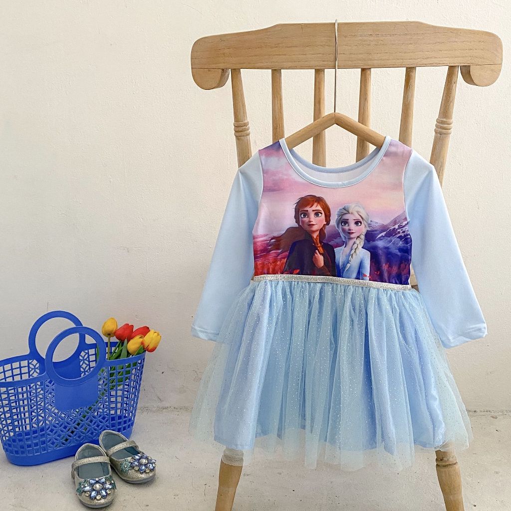 90cm150cm kids dress baby girl cute dress princess elsa dress frozen