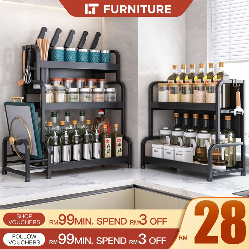 Spice Rack Seasoning Rack Rak Rempah Ratus Dapur Condiment Rack Rak ...