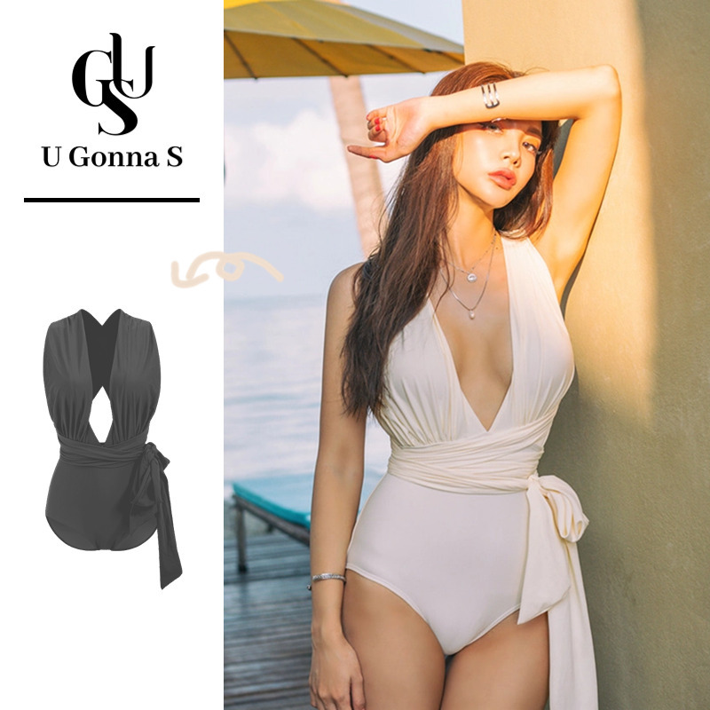 Bathing Suit Female Sexy Small Bust Gathering Slimming Skirt One-Shoulder  Flounced South Korea Students Small Popular Types Bikini