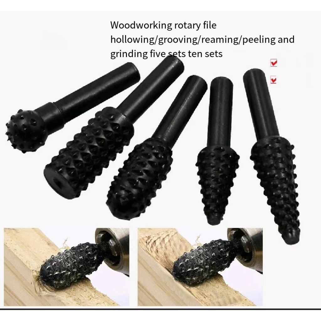 5/10PcsRotary Burr Rasp Set, Carbon Steel Wood Carving File Rasp Drill ...