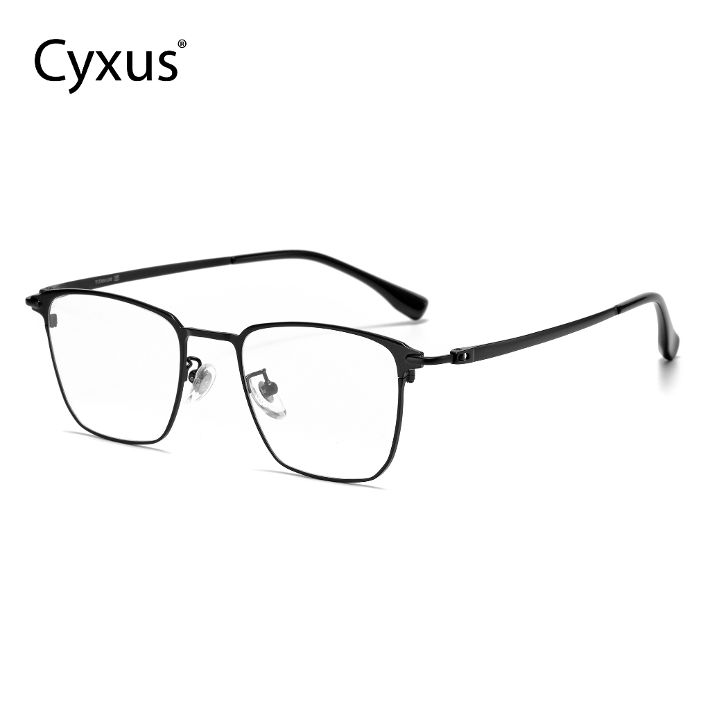Cyxus Clear Square Glasses Eyeglasses Half Titanium Frames 360 Bending