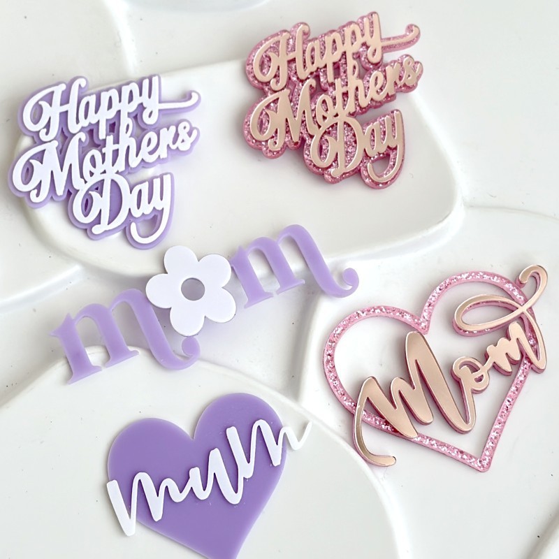 24 Stück „Happy Mother‘s Day“ Cupcake-Topper – Kuchen-Deko Für Muttertag, Aus Karton Mit Stäbchen, Rosa