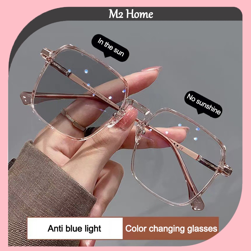 Korean Anti-blue Light Color-Changing glasses Fashionable Square Frame ...