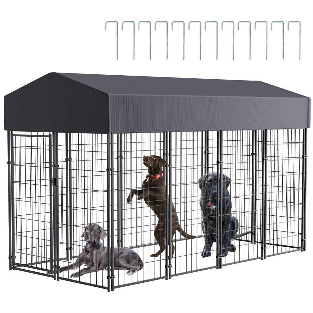 Bingopaw Extra Large Dog Cage Welded Wire Dog Kennel Pet Playpen Outdoor Heavy Duty Animal Cage