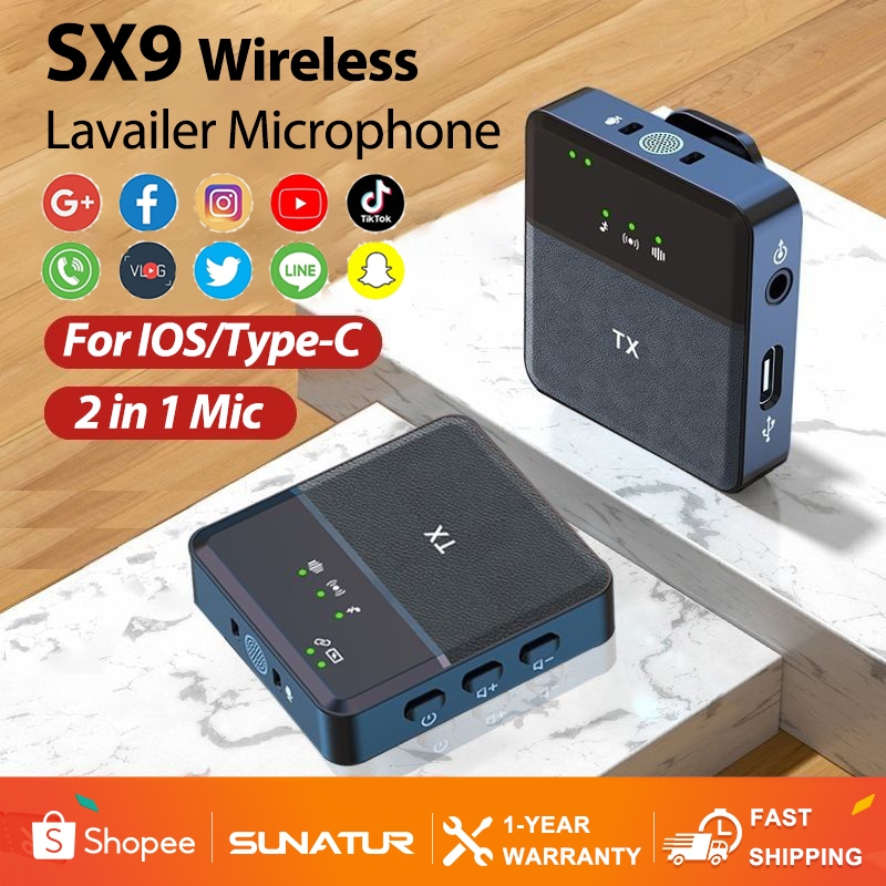 SX9 Professional Wireless Lavalier Microphone Portable Mini Lapel ...
