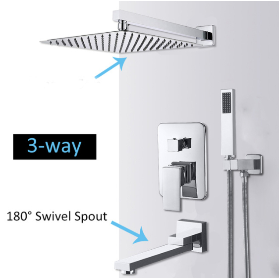 16inch extra large shower head Wall Mount Rainfall Shower Faucet Set