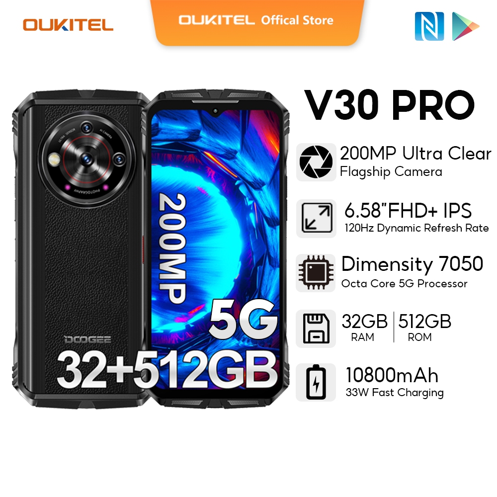 5G OUKITEL WP30 PRO Rugged Mobile Android Phone Waterproof 120W Dual Screen  512G