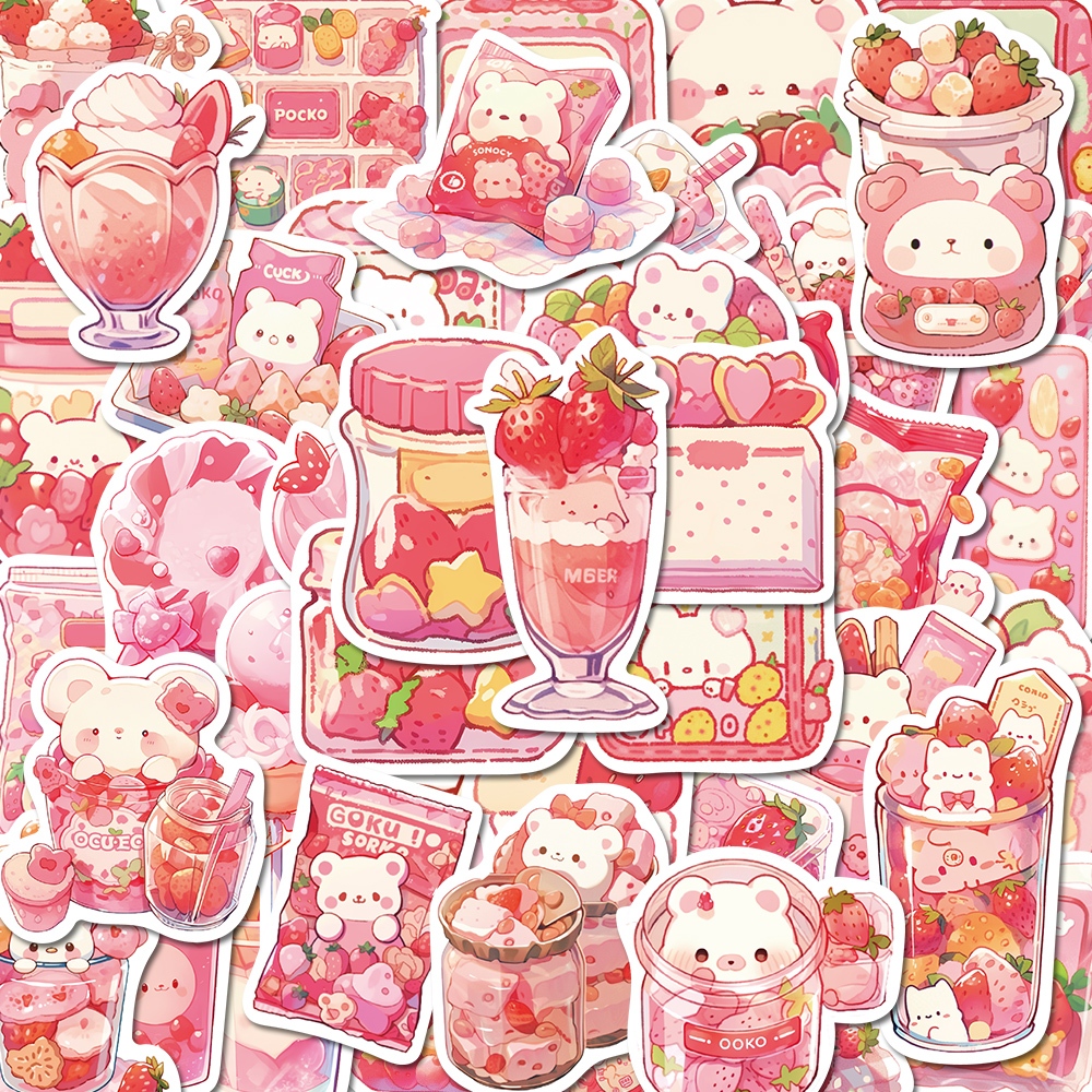 50pcs cartoon pink snack graffiti stickers for personalized decoration ...